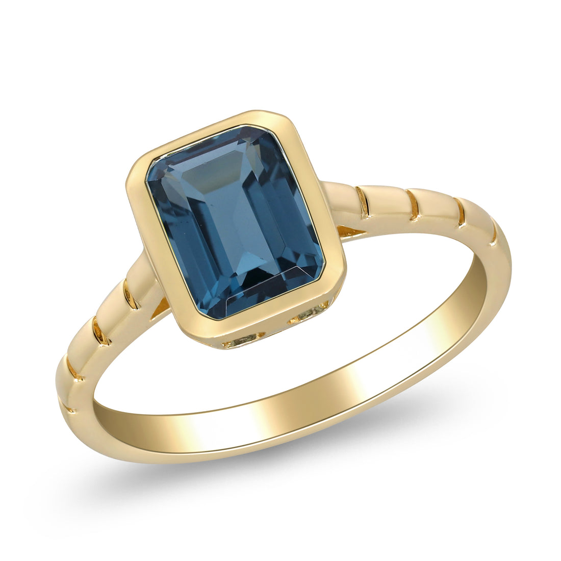 10K Yellow Gold 1.86 Ctr Natural London Blue Topaz Ring