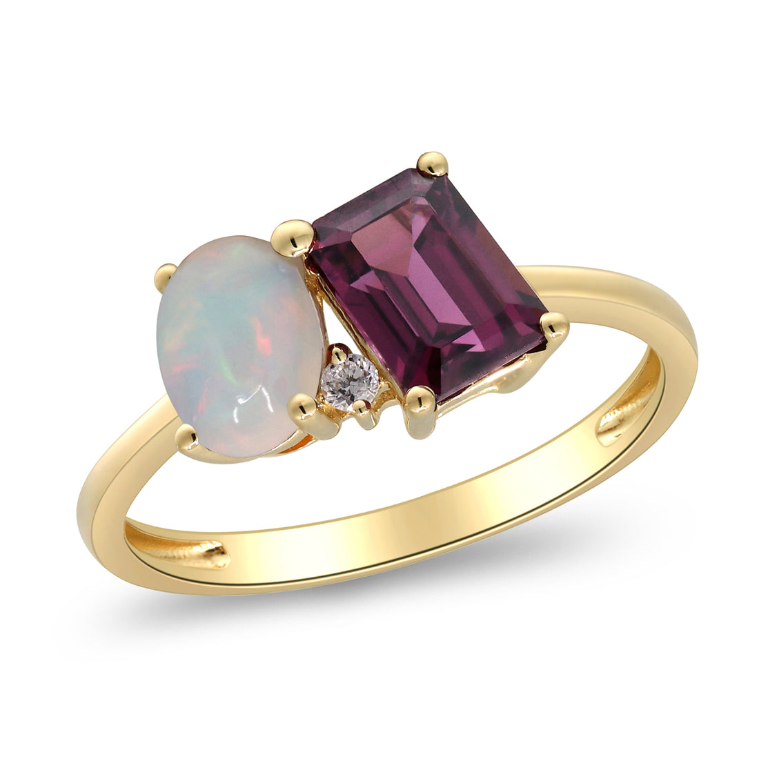 10K Yellow Gold 0.02 ctw Diamond 1.75 Ctr Natural Ethiopian Opal Ring