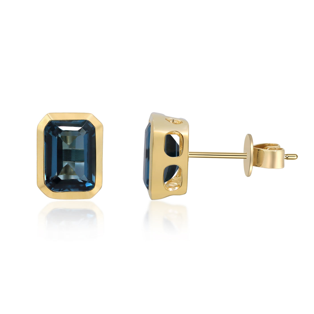 10K Yellow Gold 2.47 ctw Natural London Blue Topaz Studs