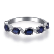 10K White Gold 0.09 Ctw Diamond 1.11 Ctr Natural Sapphire Ring