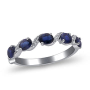10K White Gold 0.09 Ctw Diamond 1.11 Ctr Natural Sapphire Ring