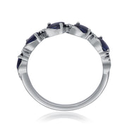 10K White Gold 0.09 Ctw Diamond 1.11 Ctr Natural Sapphire Ring