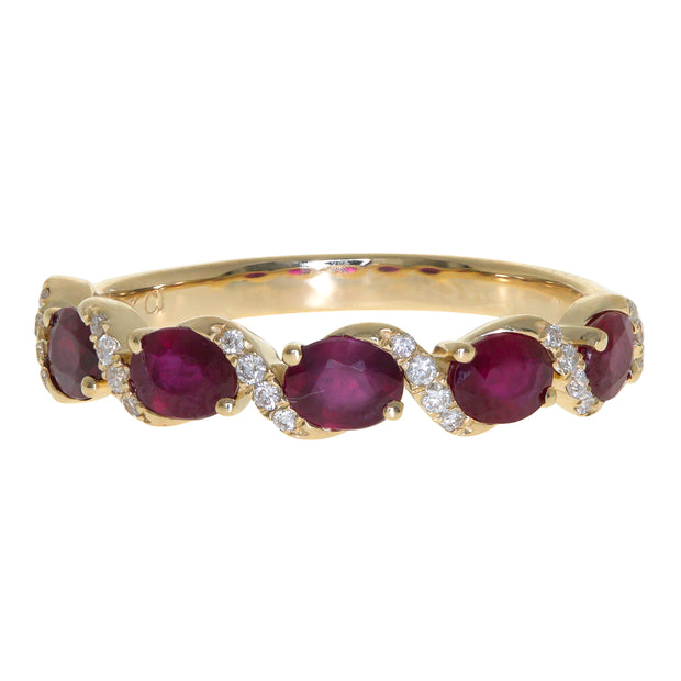 10K Yellow Gold 0.09 Ctw Diamond 1.02 Ctr Natural Ruby Ring
