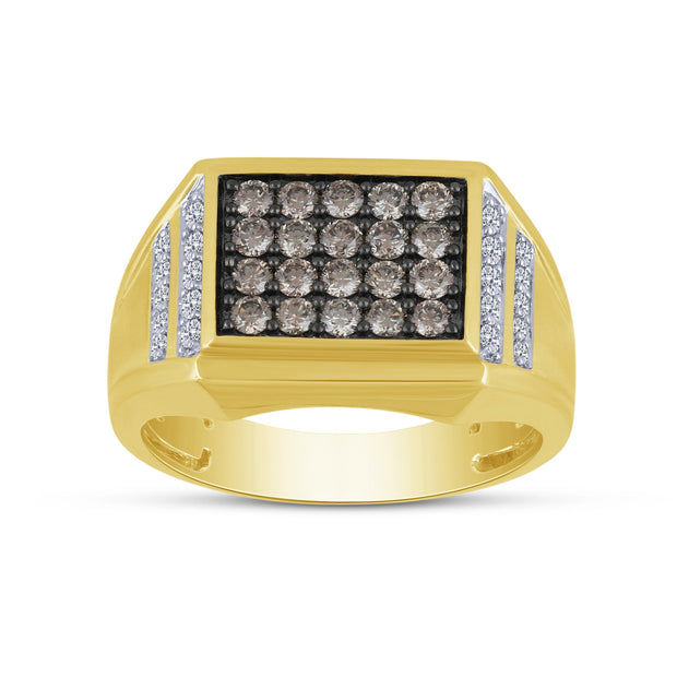 10K Yellow Gold 1.00 Ctw Diamond Men's Ring
