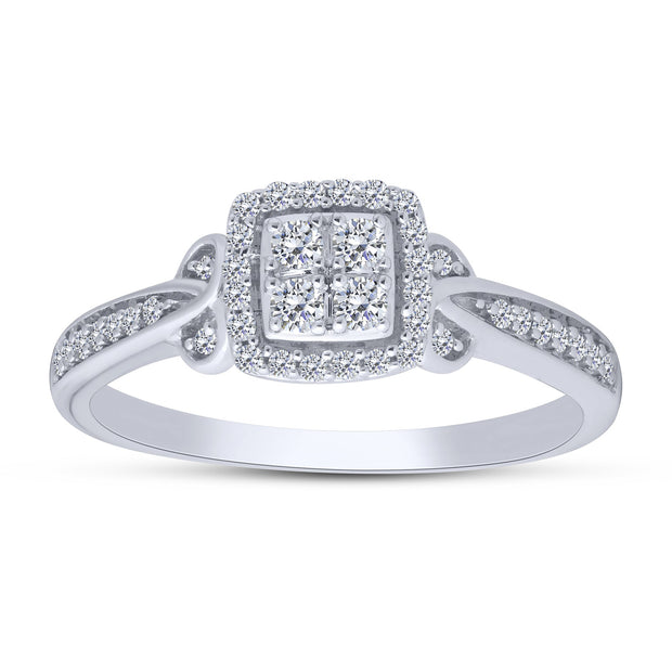 10K White Gold 0.25 Ctw Diamond Promise Ring