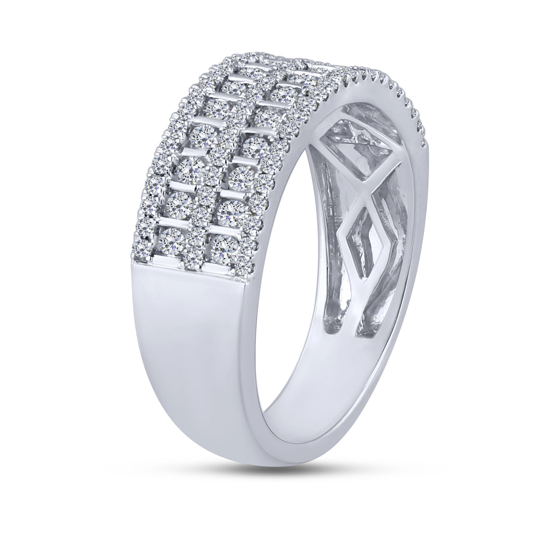 14K White Gold 0.75 ctw Diamond 2 Row Band