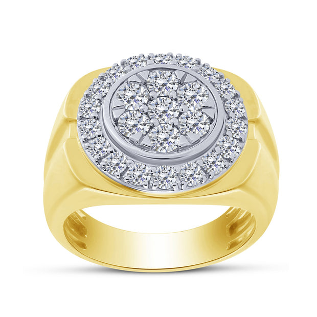 10K Yellow Gold 2.00 Ctw Diamond Men's Ring