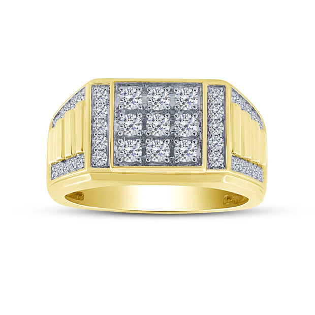 10K Yellow Gold 1.00 Ctw Diamond Men's Ring