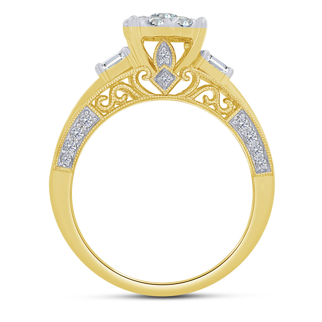 10K Two Tone 1 ctw Diamond Round Bridal Set