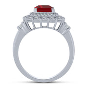 Silver 925 0.40 Ctw Diamond Ruby Fashion Ring