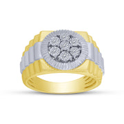 10K Two Tone 0.25 Ctw Diamond Men's Ring