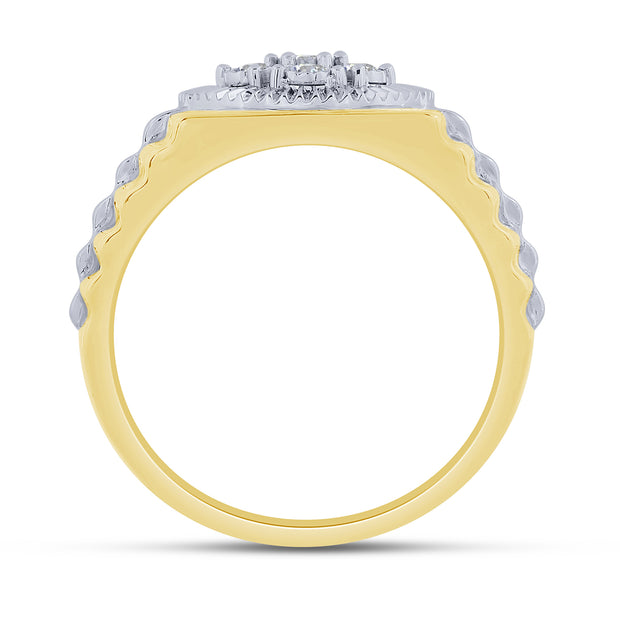 10K Two Tone 0.25 Ctw Diamond Men's Ring