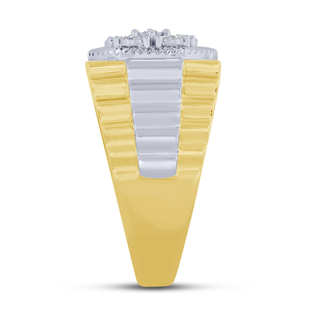10K Two Tone 0.25 Ctw Diamond Men's Ring