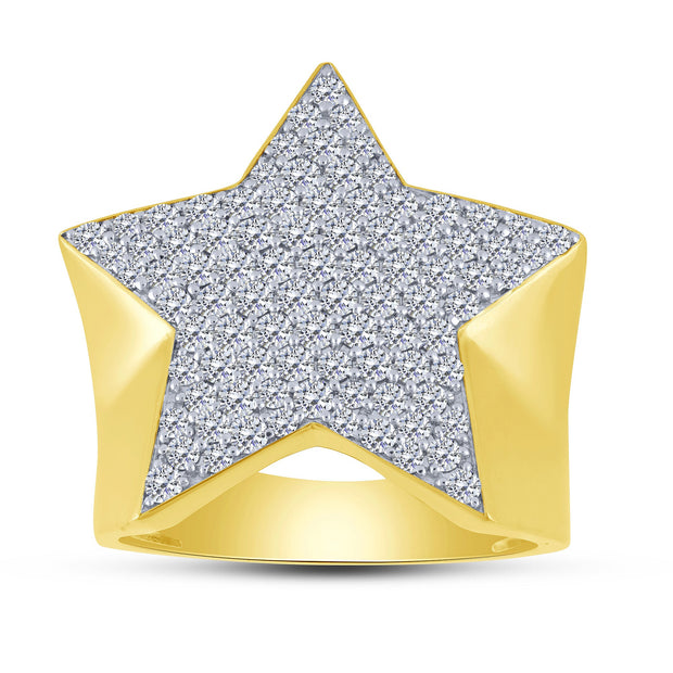 10K Yellow Gold 1.75 Ctw Diamond Star Men's Ring