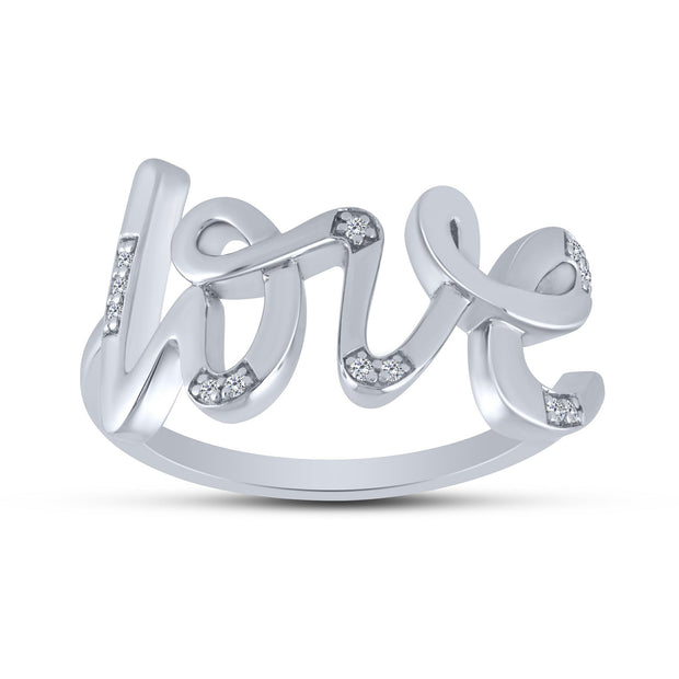 Silver 0.05 Ctw Love Ring