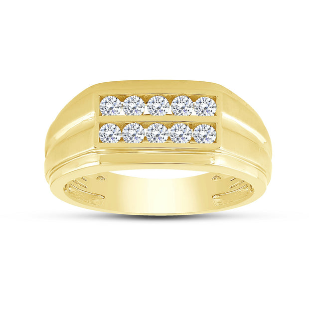 14K Yellow Gold 0.50 Ctw Diamond Mens Band