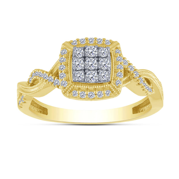 10K Two-Tone 0.33 Ctw Diamond Engagement Ring