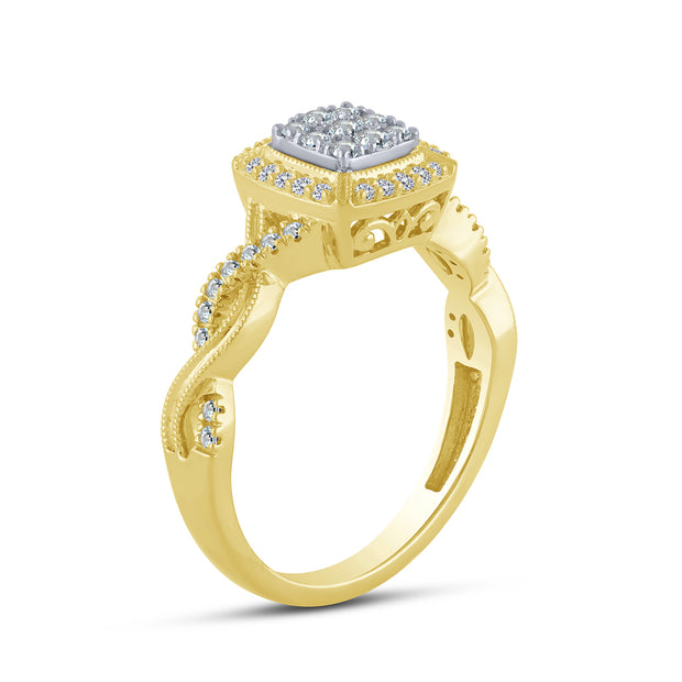 10K Two-Tone 0.33 Ctw Diamond Engagement Ring