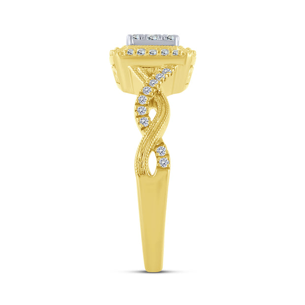10K Two-Tone 0.33 Ctw Diamond Engagement Ring