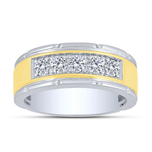 14K Two Tone 0.75 Ctw Diamond Mens Band