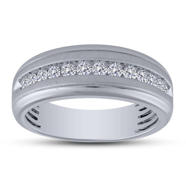 14K White Gold 0.50 CTW Diamond Men's Band