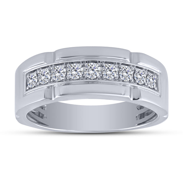 14K White Gold 0.50 CTW Diamond Men's Band