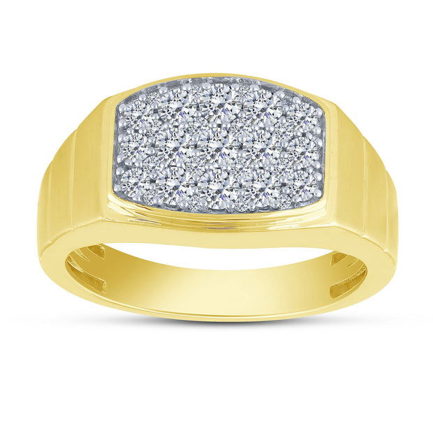 14K Yellow Gold 1.00 Ctw Diamond Mens Ring