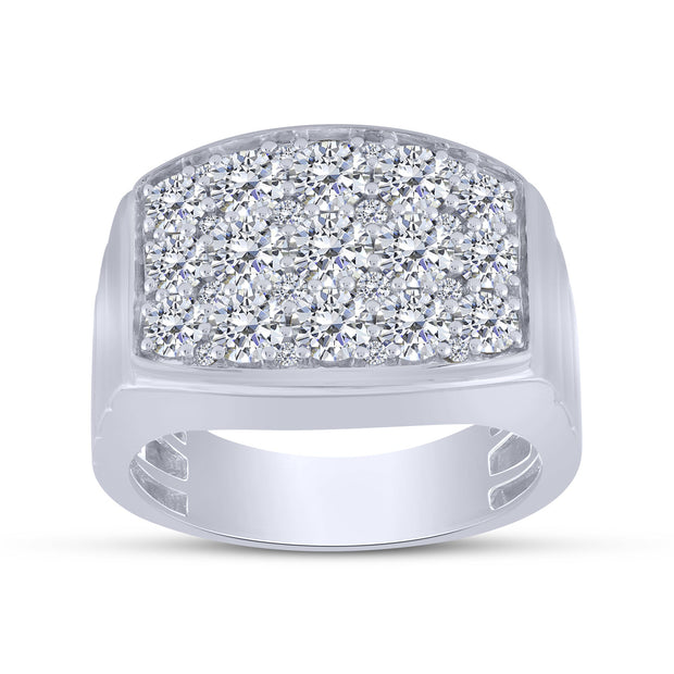 14K White Gold 3.00 Ctw Diamond Men's Ring