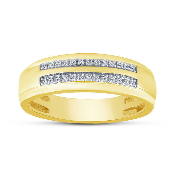 10K Yellow Gold 0.10 CTW Diamond Men's Band