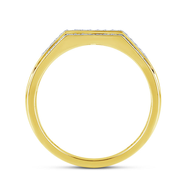10K Yellow Gold 0.25 CTW Diamond 3 Row Men's Band