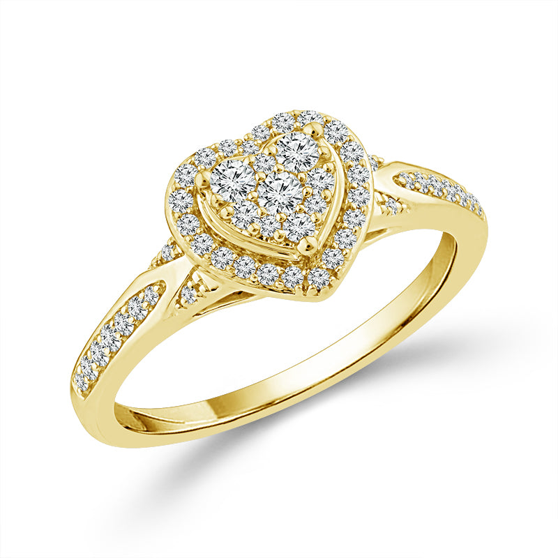 10K Yellow Gold Diamond 0.40 ctw Heart Bridal Set