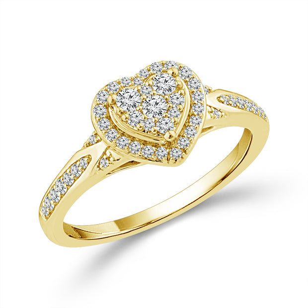 10k Yellow Gold Diamond 0.40 ctw Heart Bridal Set