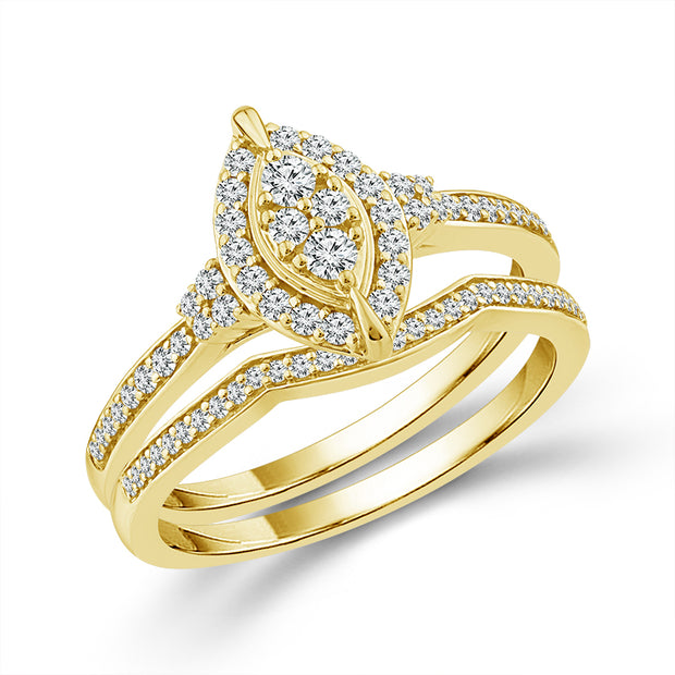 10k Yellow Gold Diamond Marquise 0.40 ctw Bridal Set