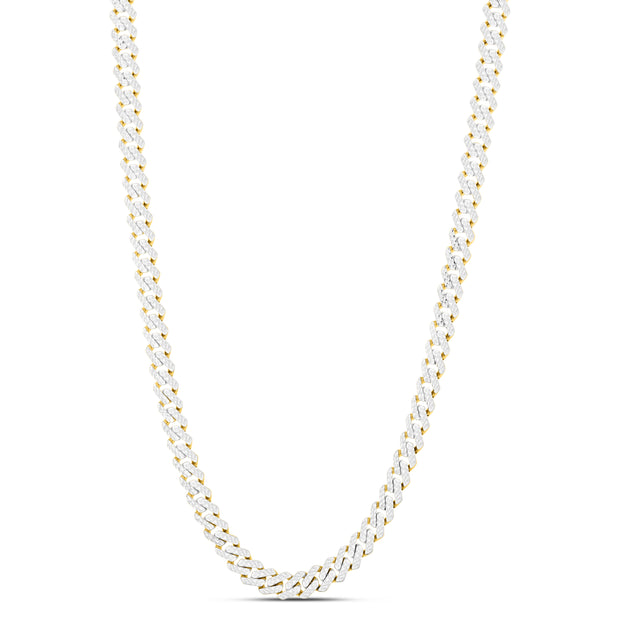 14K 8mm White Pave Modern 8.25in Lite Edge Chain