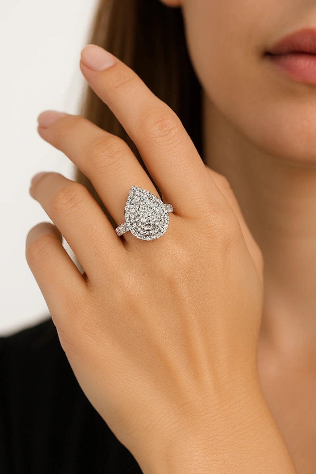 10K White Gold 2 ctw Pear Engagement Ring