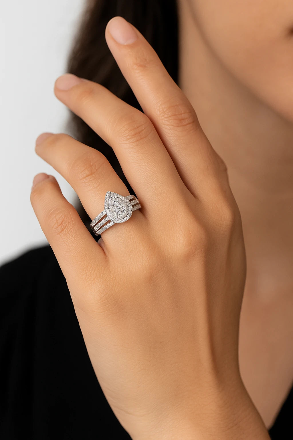 10K White Gold 0.50 ctw Diamond Pear Engagement Ring