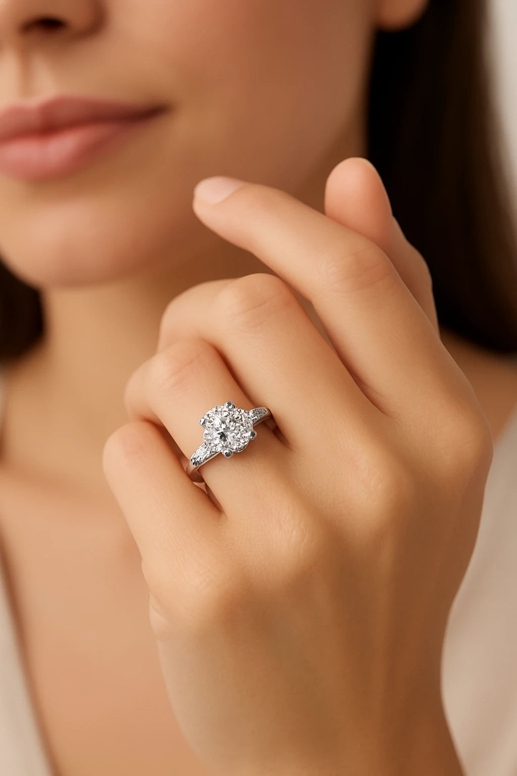 14K White Gold Lab-Grown 2.5 ctw Oval Diamond Ring