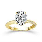 14K Yellow Gold 0.33 Ctw Natural 2.11 Center Lab-Grown Diamond Oval Engagement Ring