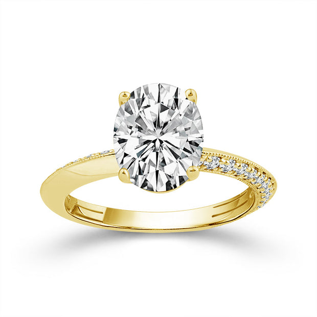 14K Yellow Gold 0.33 Ctw Natural 2.11 Center Lab-Grown Diamond Oval Engagement Ring