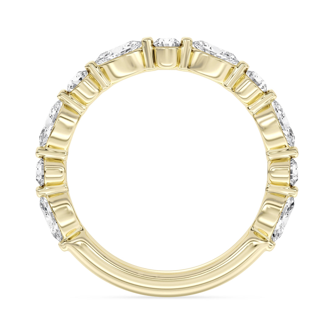 14k Yellow Gold 0.91 ctw Lab-Grown Diamond Round & Marquise Band