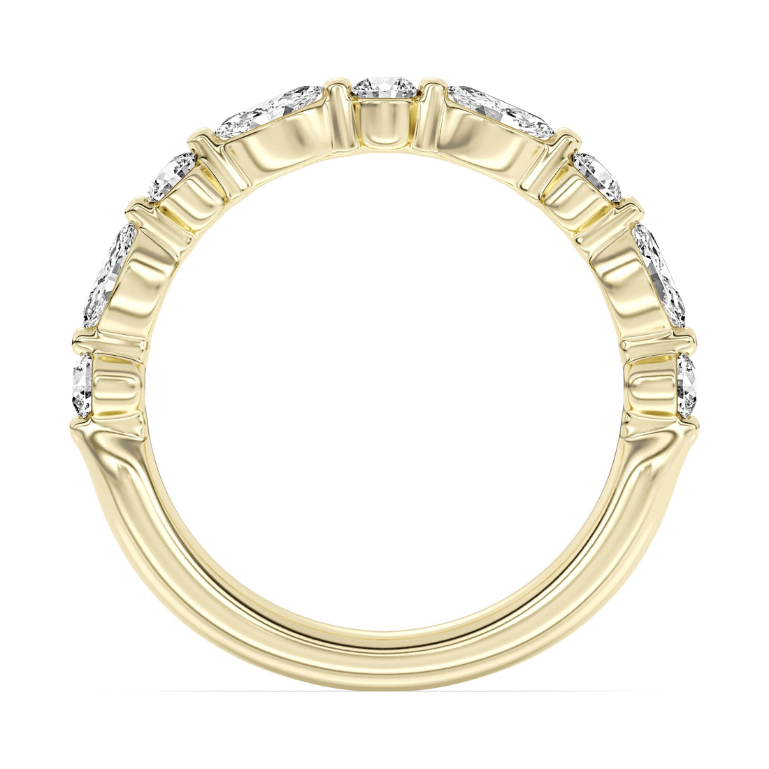 14k Yellow Gold 0.75 ctw Lab-Grown Diamond Round & Marquise Band