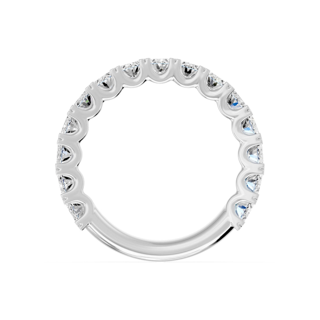 14k White Gold 2.36 ctw Lab-Grown 15 diamond Oval Wedding Band