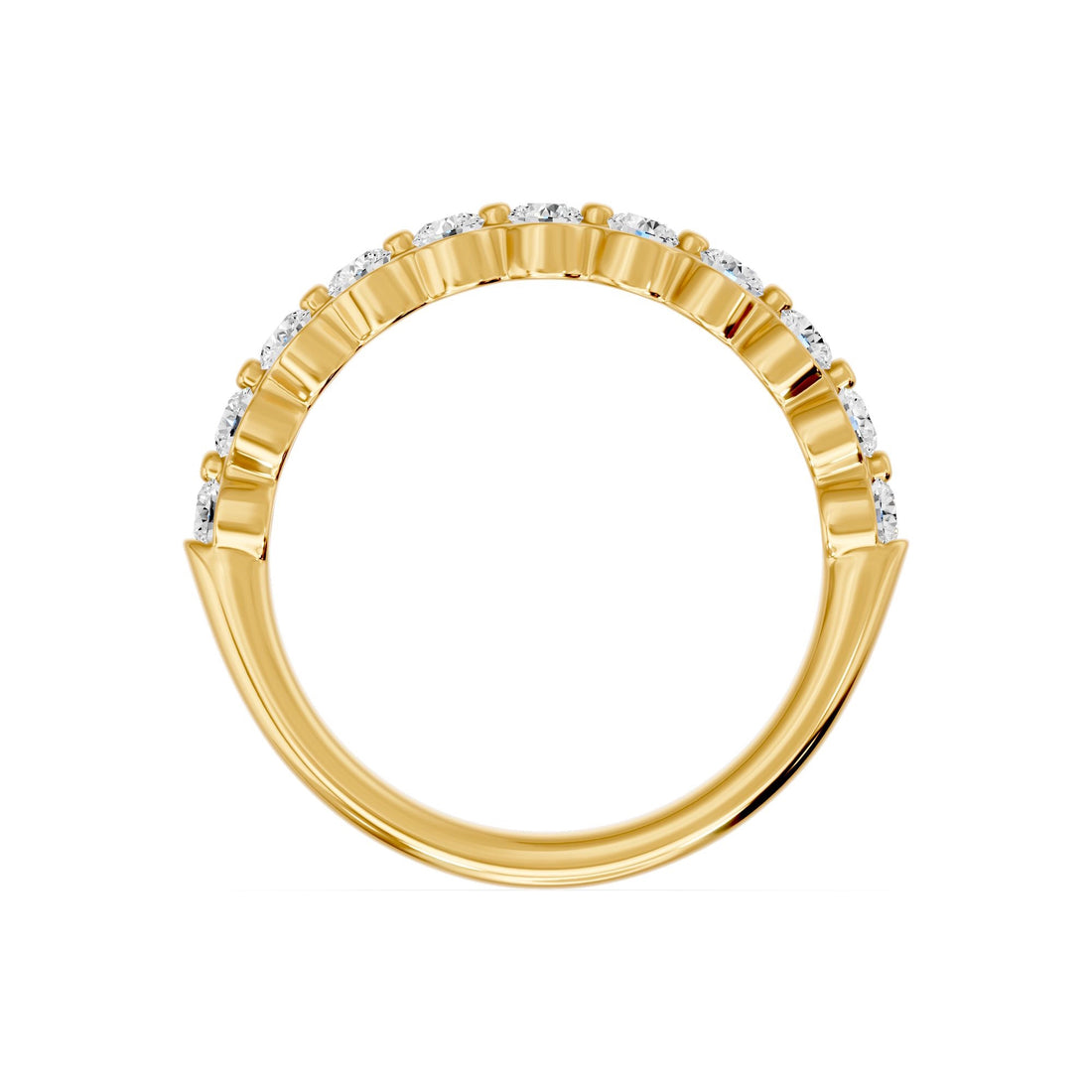14k Yellow Gold 0.71 ctw Lab-Grown 11 Diamond Round Wedding Band
