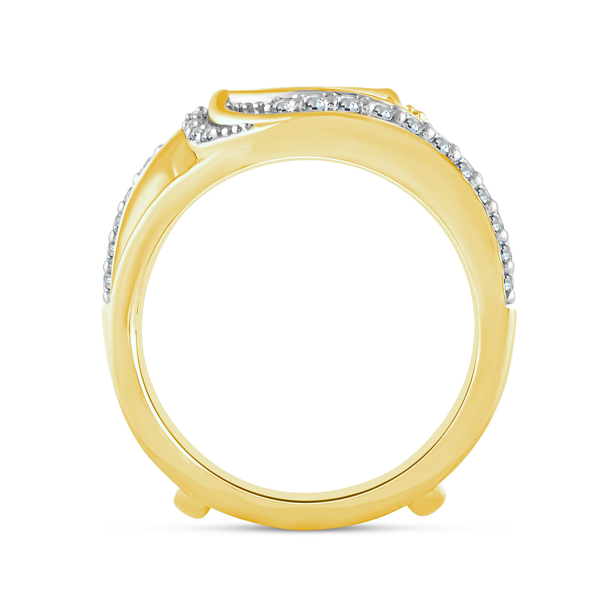 10K Yellow Gold Lab-Grown 0.50 ctw Baguette Round Diamond Insert Ring ...