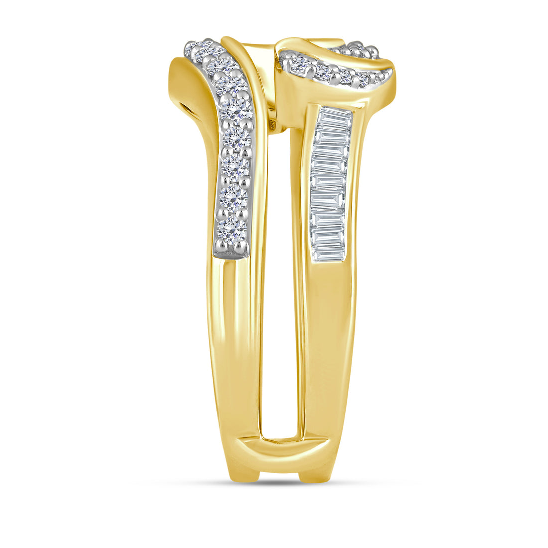 10K Yellow Gold Lab-Grown  0.50 ctw Baguette Round  Diamond Insert Ring Guard