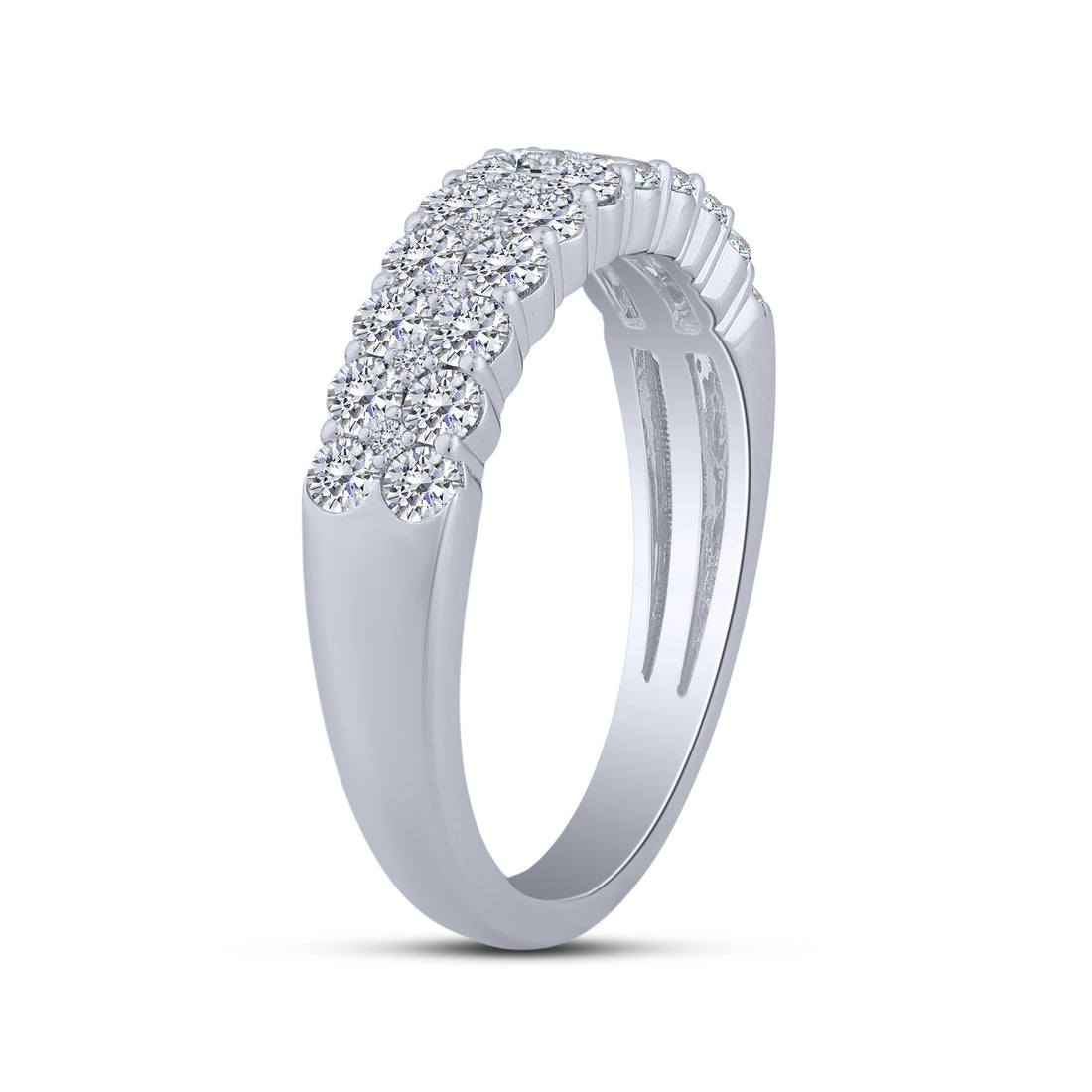 10K White Gold 1.00 Ctw Lab-Grown Diamond 2 Row Band