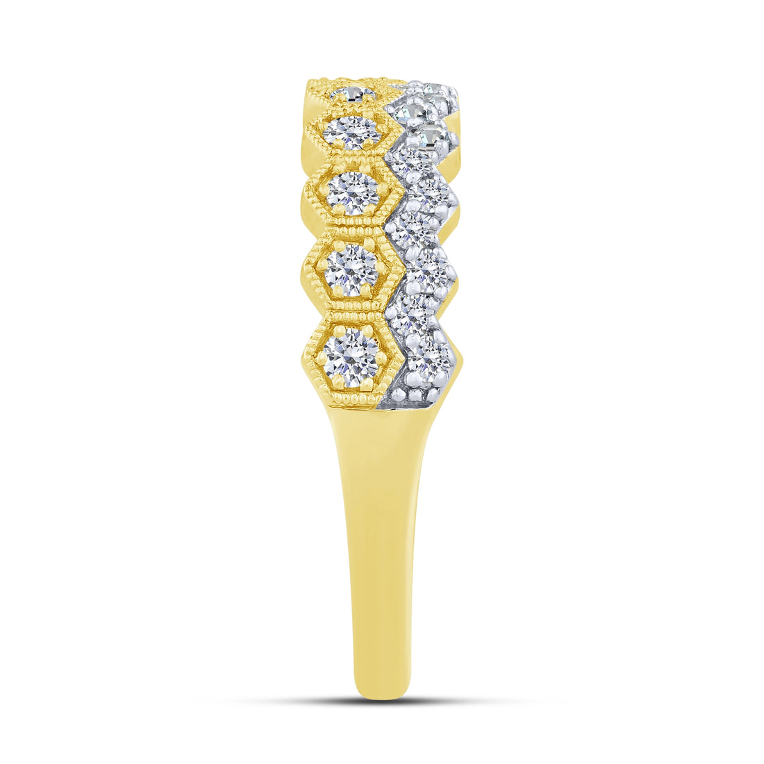 10K Yellow Gold Lab-Grown  0.50 ctw Round  Diamond Stackable Hexagon Band