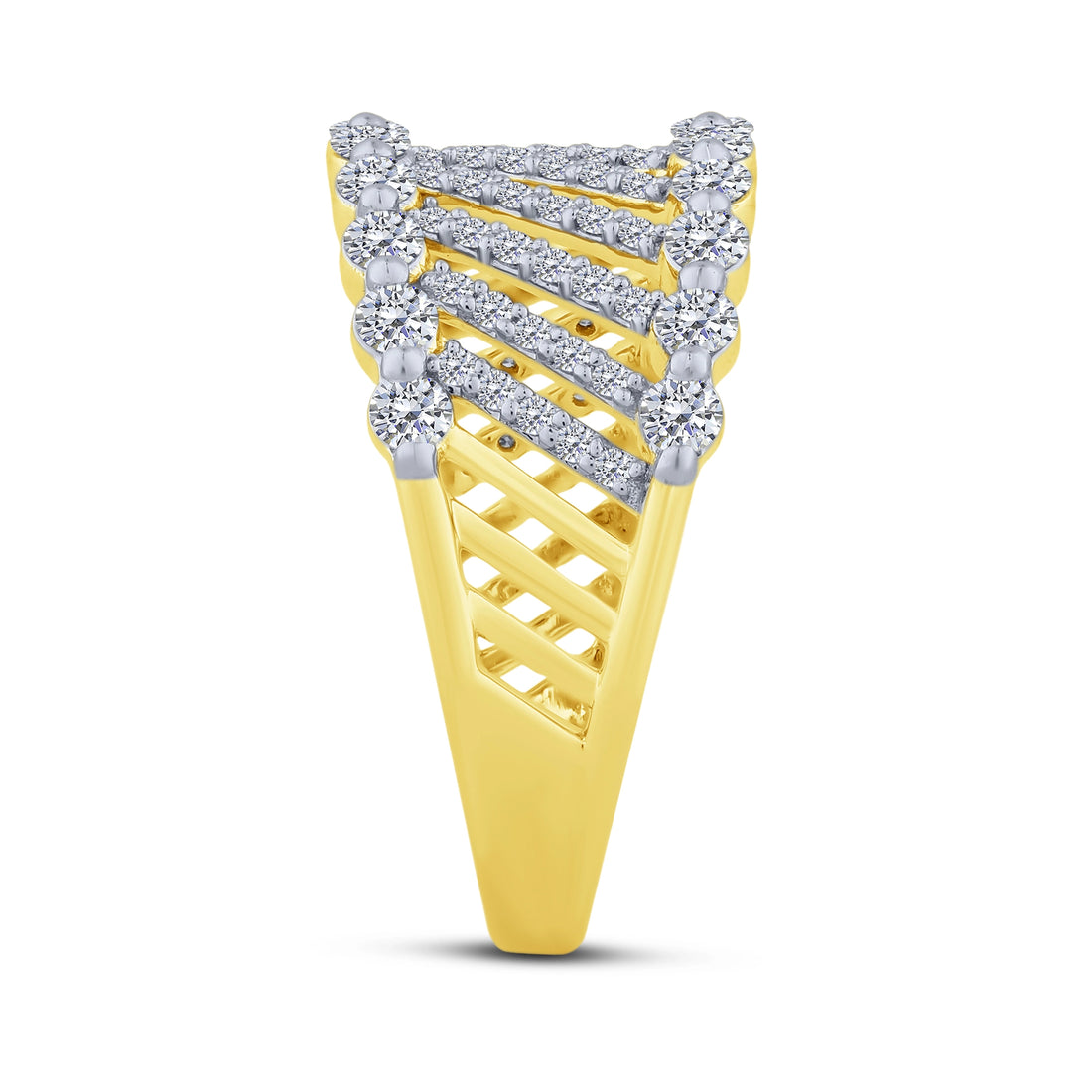 10K Yellow Gold Lab-Grown  1 ctw Round  Diamond Fashion Band