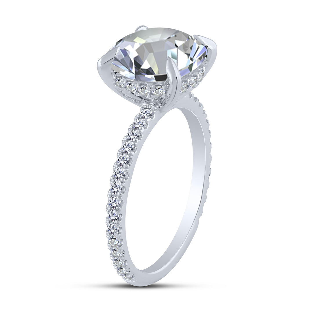 14K White Gold 4.46 ctw Round Lab-Grown Diamond Round Ring