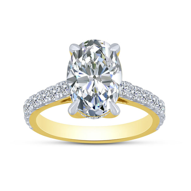 14K Yellow Gold 3.75 Ctw Lab-Grown Diamond Oval Ring